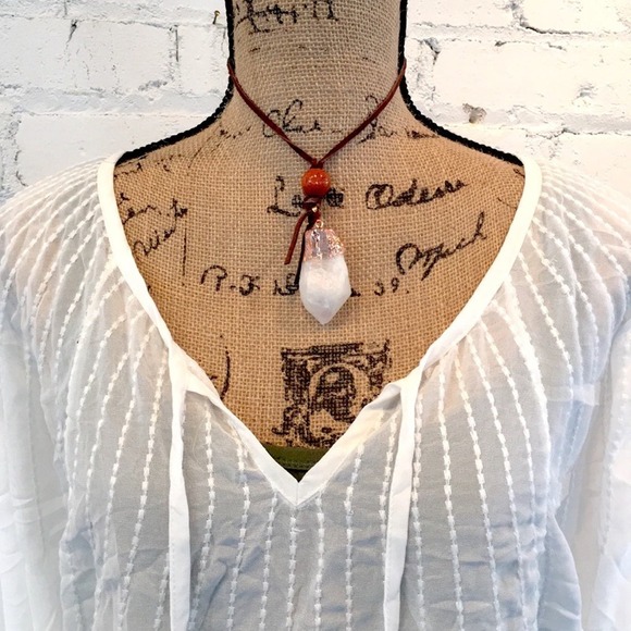 Boho Necklace in leatherette cord. One of a kind - Picture 3 of 5